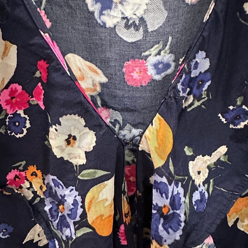 Lauren Ralph Lauren Floral Wrap Blouse Navy Size Small Petite - Picture 2 of 7